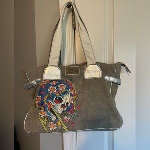 Ed Hardy Y2K Tote with Embellished Skull Design